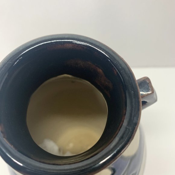 Lemax Shiwan Vintage Pottery Vase Two Handled Jug Geometric Cobalt Blue Cream - Picture 4 of 6